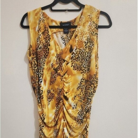Ashro sleeveless Ruched Leopard  bodycon dress women size 12 - Picture 4 of 6